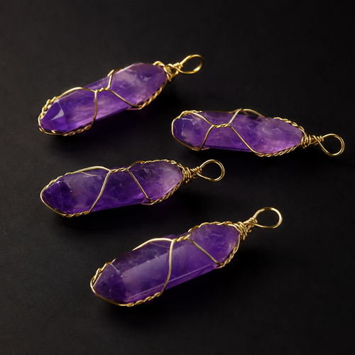 Natural Amethyst Point Pendant I (10 × 42mm)