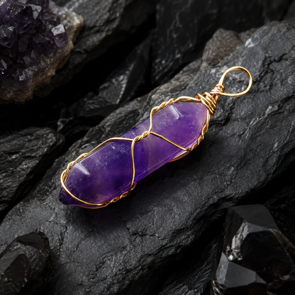 Natural Amethyst Point Pendant I (10 × 42mm)