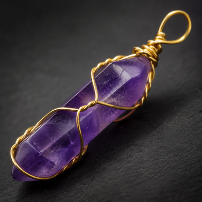 Natural Amethyst Point Pendant I (10 × 42mm)