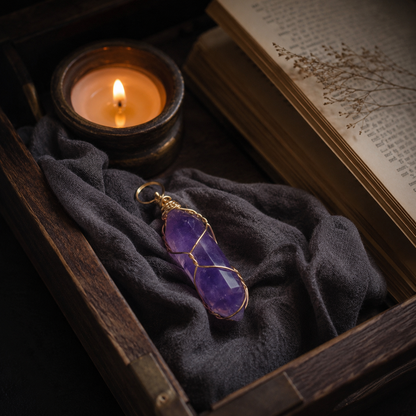 Natural Amethyst Point Pendant I (10 × 42mm)